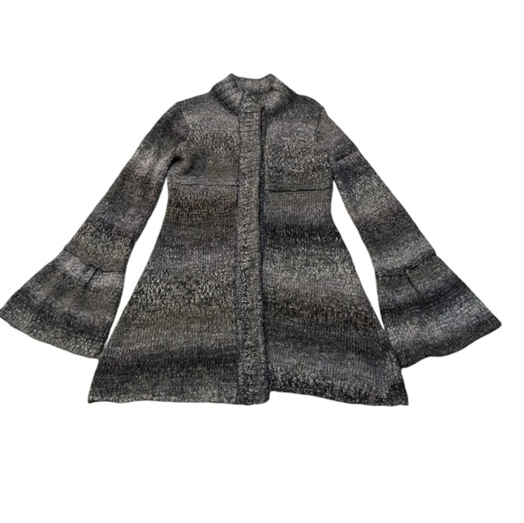 Prana Wool blend Striped Knit Bell Sleeve Duster Sweater Earth Tones Small - Picture 1 of 10
